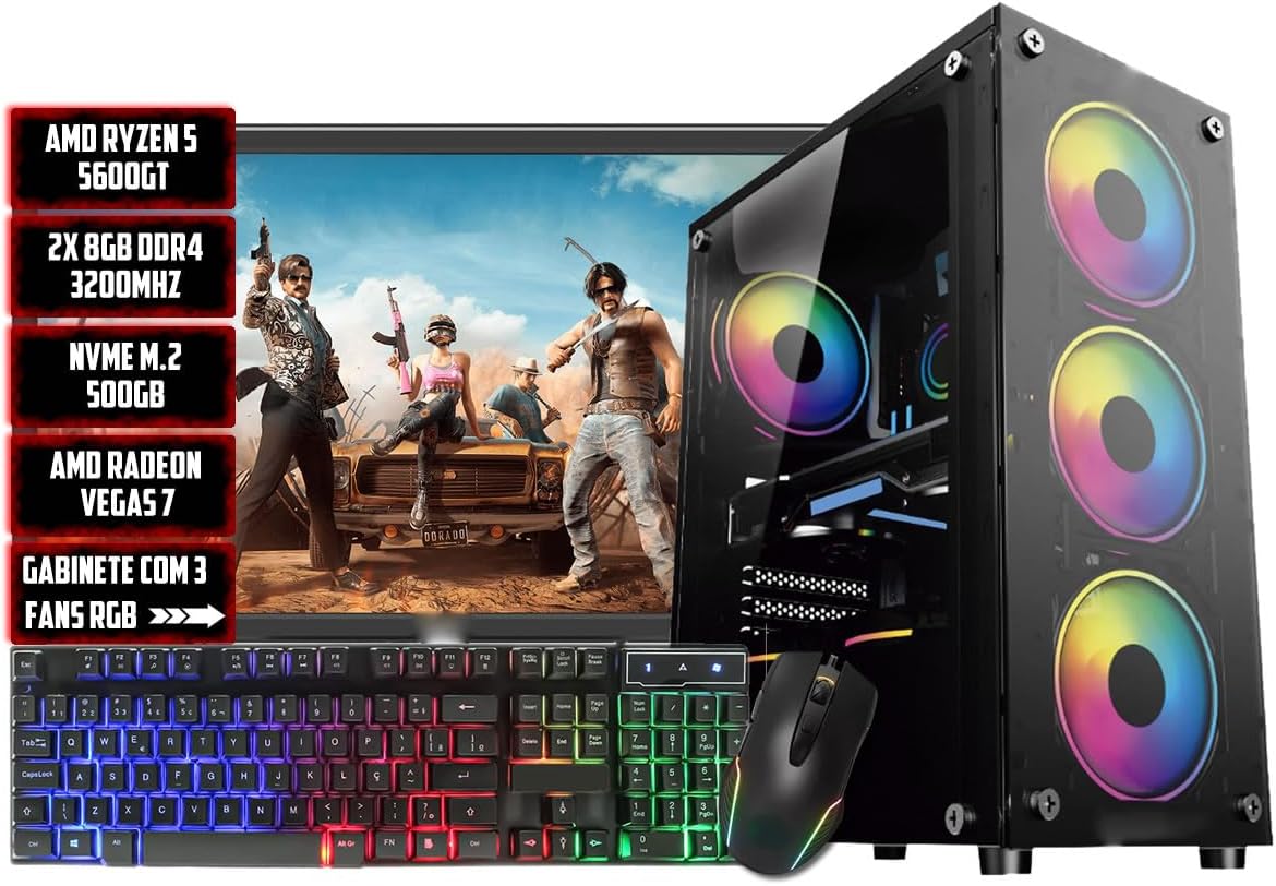 PC GAMER AMD RYZEN 5 5600GT+A520M+16GB 3200+NVME 500GB+500W 
