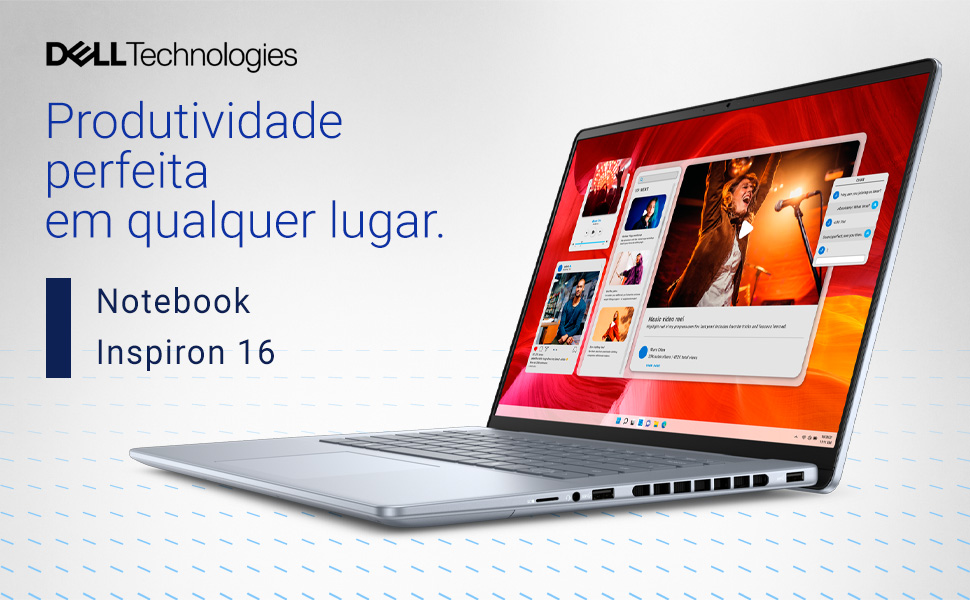 Notebook Dell Inspiron Plus I16-U7155H-A10 16" QHD+ Intel® Core™ Ultra 7 155H 16GB 1TB SSD RTX4050 Windows 11 Prata Gelo