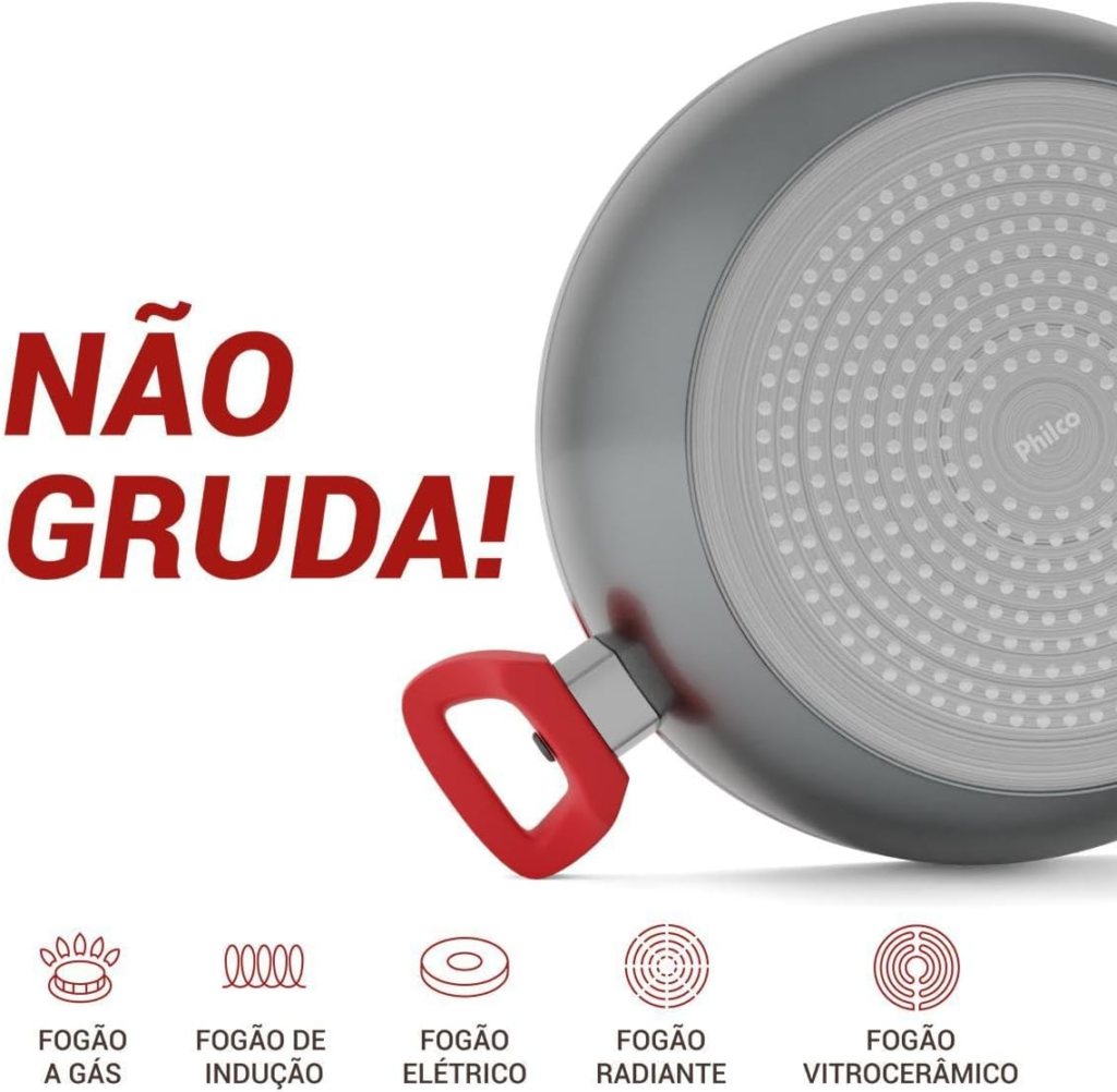 Panela Philco PPN24A Redstone com Tampa de Vidro 4,6L
