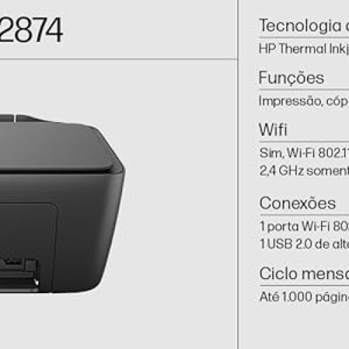 mpressora Multifuncional HP Deskjet Ink Advantage 2874 Colorida