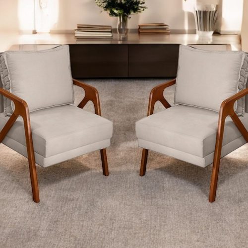 Kit 2 Poltronas Para Sala Decorativas Shine Cadeiras Reforçadas Para Recepção Manicure Sala De Espera Consultório Escritório Confortável Em Madeira Maciça Castanho Suede Cores 